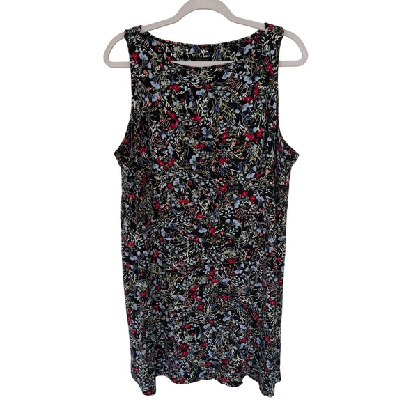 J. Jill Dresses & Skirts - J. Jill Wearever Collection Dress Sleeveless Swing Midi Black Floral Smocked XLP
